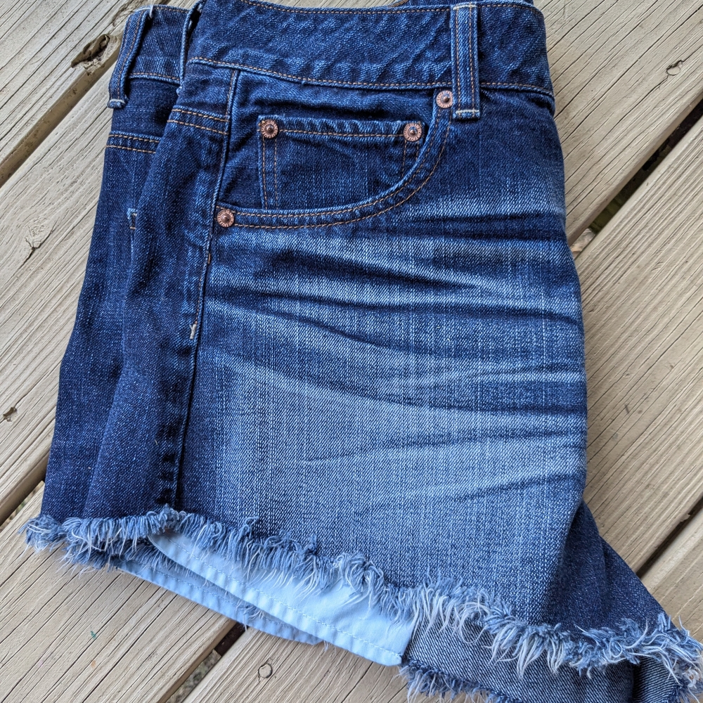 American Eagle Outfitters Blue Distressed Jean Shorts - Picture 3 of 5